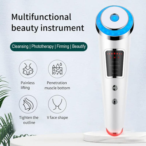 Multifunctional Face Cleanser Devices Massager Red Blue LED Phototherapy Pulsed Eye Skin Care Tool