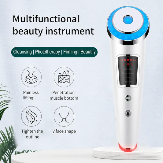 Multifunctional Face Cleanser Devices Massager Red Blue LED Phototherapy Pulsed Eye Skin Care Tool