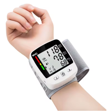Digital Blood Pressure Monitor Wrist Tensiometer Electronic Sphygmomanometer Tonometer with LCD, 2 X 90 Memory Rechargeable