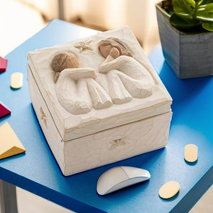 Friendship Keepsake Box, Forever True, Forever Friends, Holds Jewelry and Treasures, Carving of Best Friends or Sisters, Sculpted Hand-Painted Keepsake Box