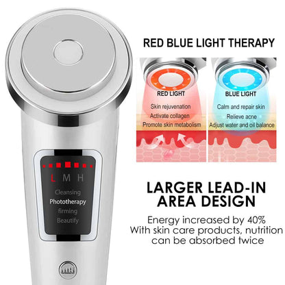Multifunctional Face Cleanser Devices Massager Red Blue LED Phototherapy Pulsed Eye Skin Care Tool
