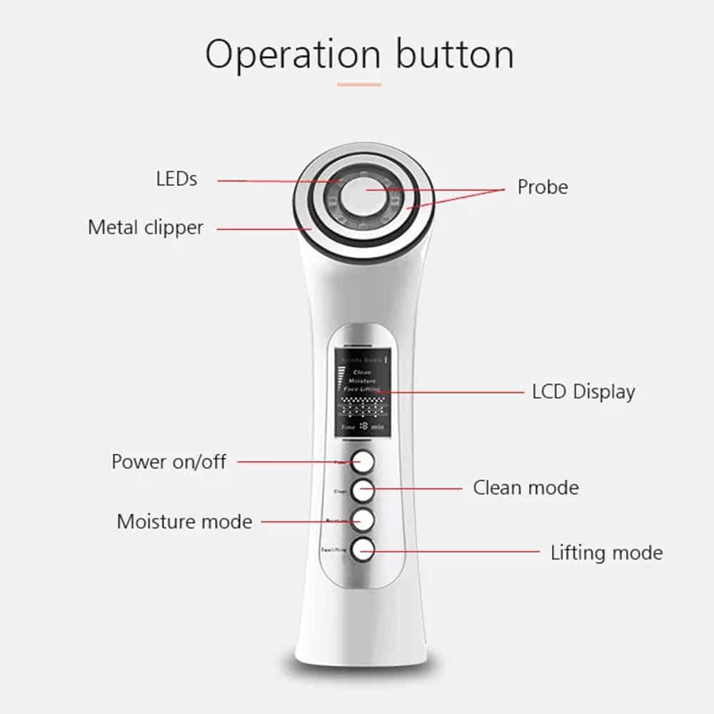 Facial Massager Led Light Therapy Vibration Wrinkle Removal Skin Tightening Hot Cool Treatment Skin Care Beauty Device