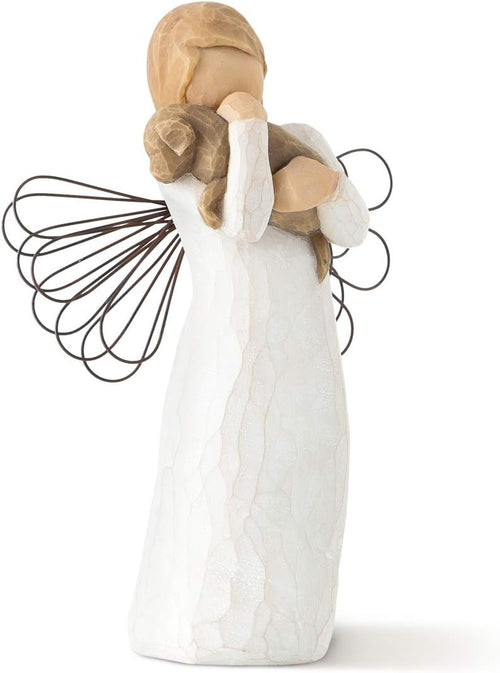 Angel of Friendship, for Those who Share The Spirit of Friendship, Angel Carrying Dog as Reminder of Loyal Pets and Friends, Present and Past, Sculpted Hand-Painted Figure