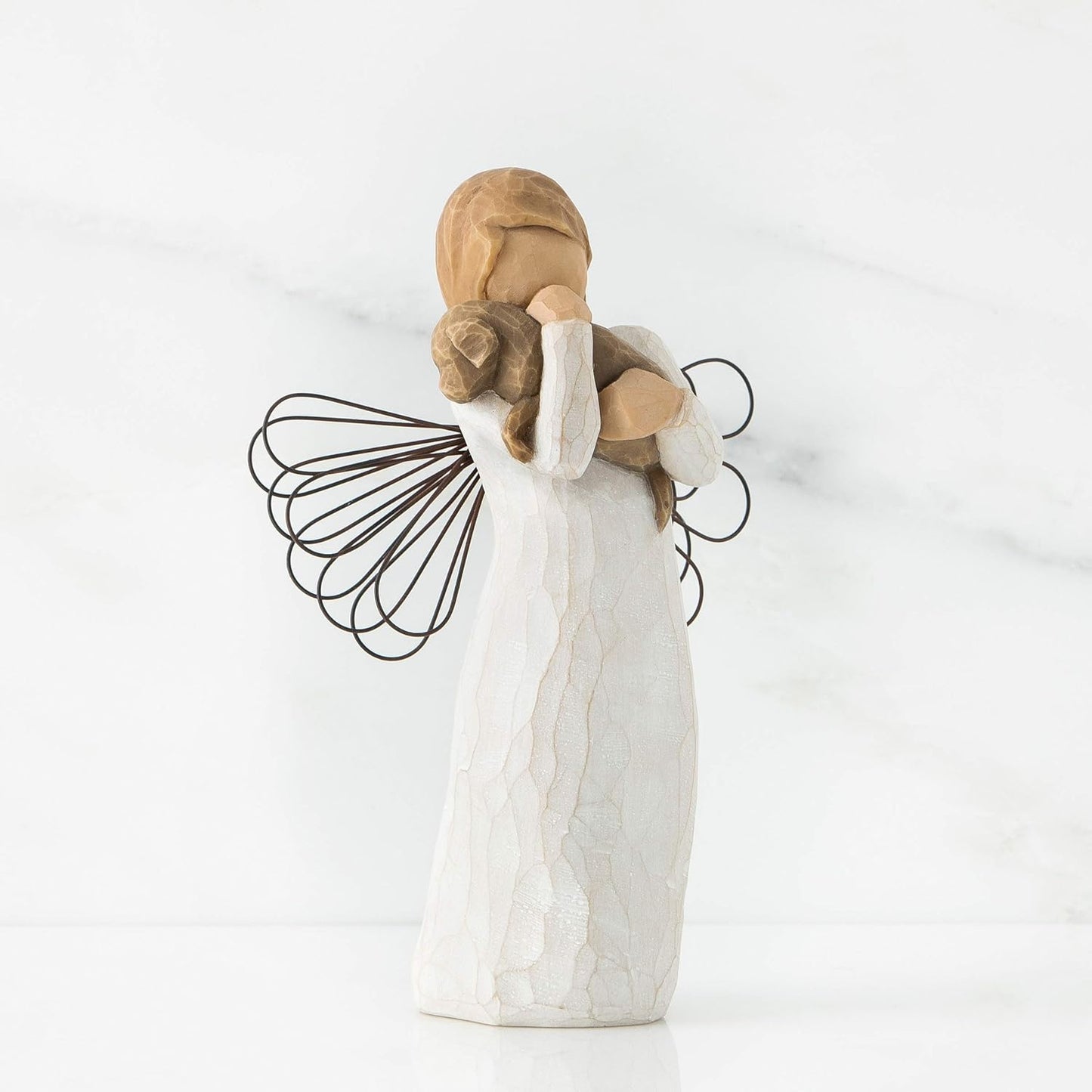 Angel of Friendship, for Those who Share The Spirit of Friendship, Angel Carrying Dog as Reminder of Loyal Pets and Friends, Present and Past, Sculpted Hand-Painted Figure