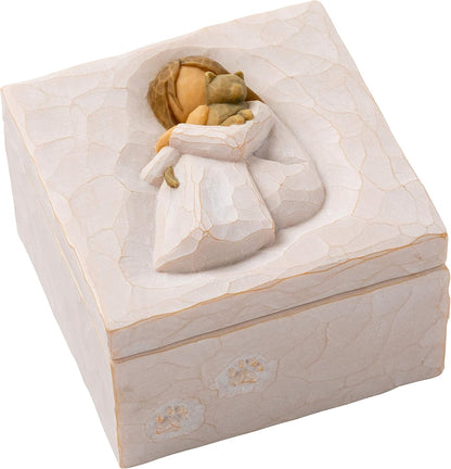 Friendship Keepsake Box, Forever True, Forever Friends, Holds Jewelry and Treasures, Carving of Best Friends or Sisters, Sculpted Hand-Painted Keepsake Box