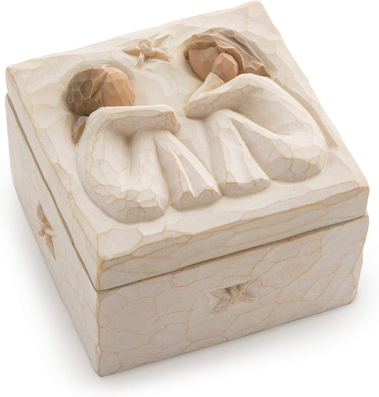Friendship Keepsake Box, Forever True, Forever Friends, Holds Jewelry and Treasures, Carving of Best Friends or Sisters, Sculpted Hand-Painted Keepsake Box