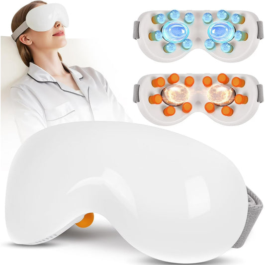 Eye Massage with Heating and Cooling Functions, 14 Massage Nodes for Soothing Eye Area Comfort, Rechargeable with Bluetooth Music