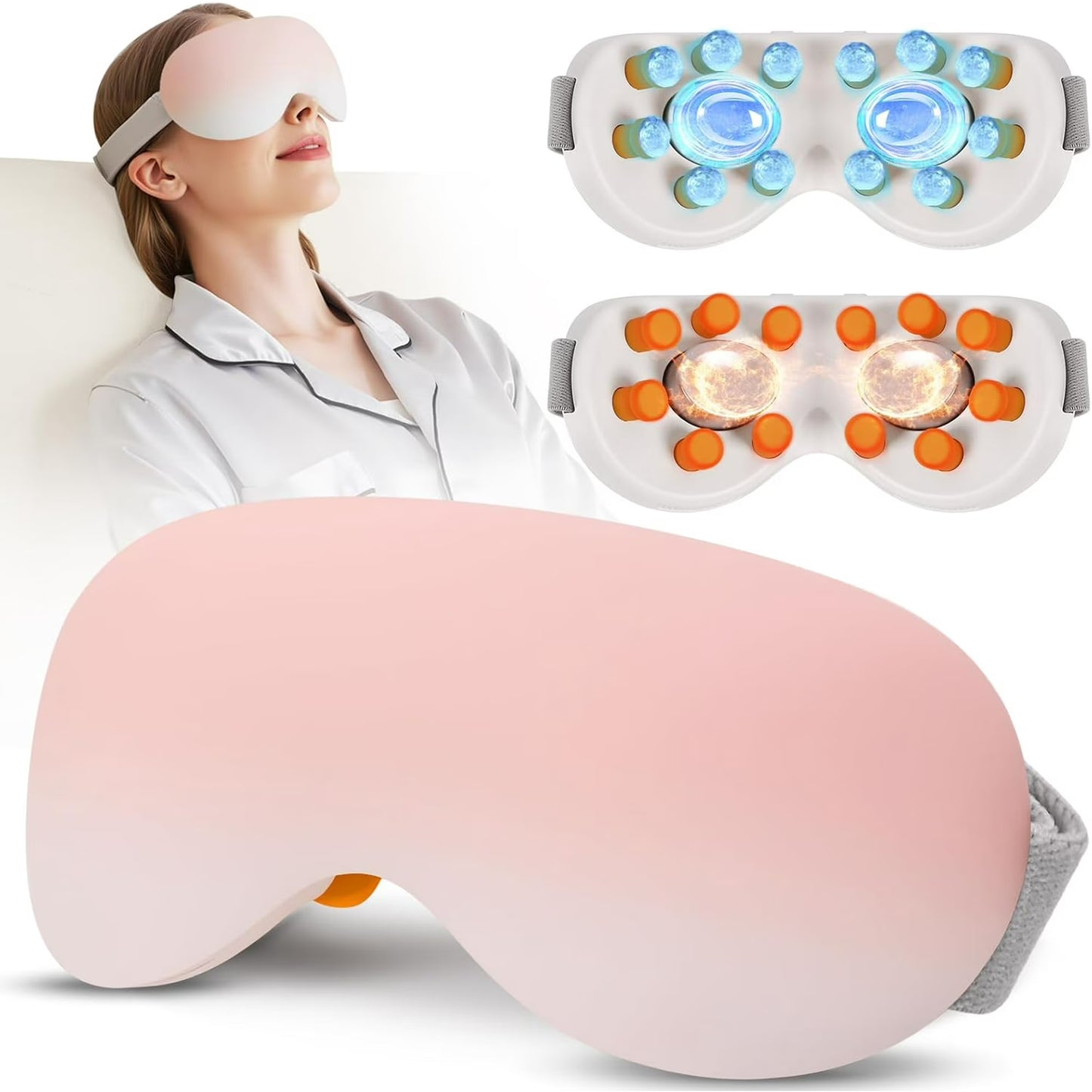 Eye Massage with Heating and Cooling Functions, 14 Massage Nodes for Soothing Eye Area Comfort, Rechargeable with Bluetooth Music