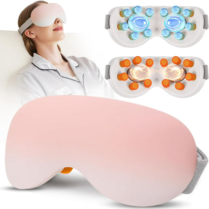 Eye Massage with Heating and Cooling Functions, 14 Massage Nodes for Soothing Eye Area Comfort, Rechargeable with Bluetooth Music