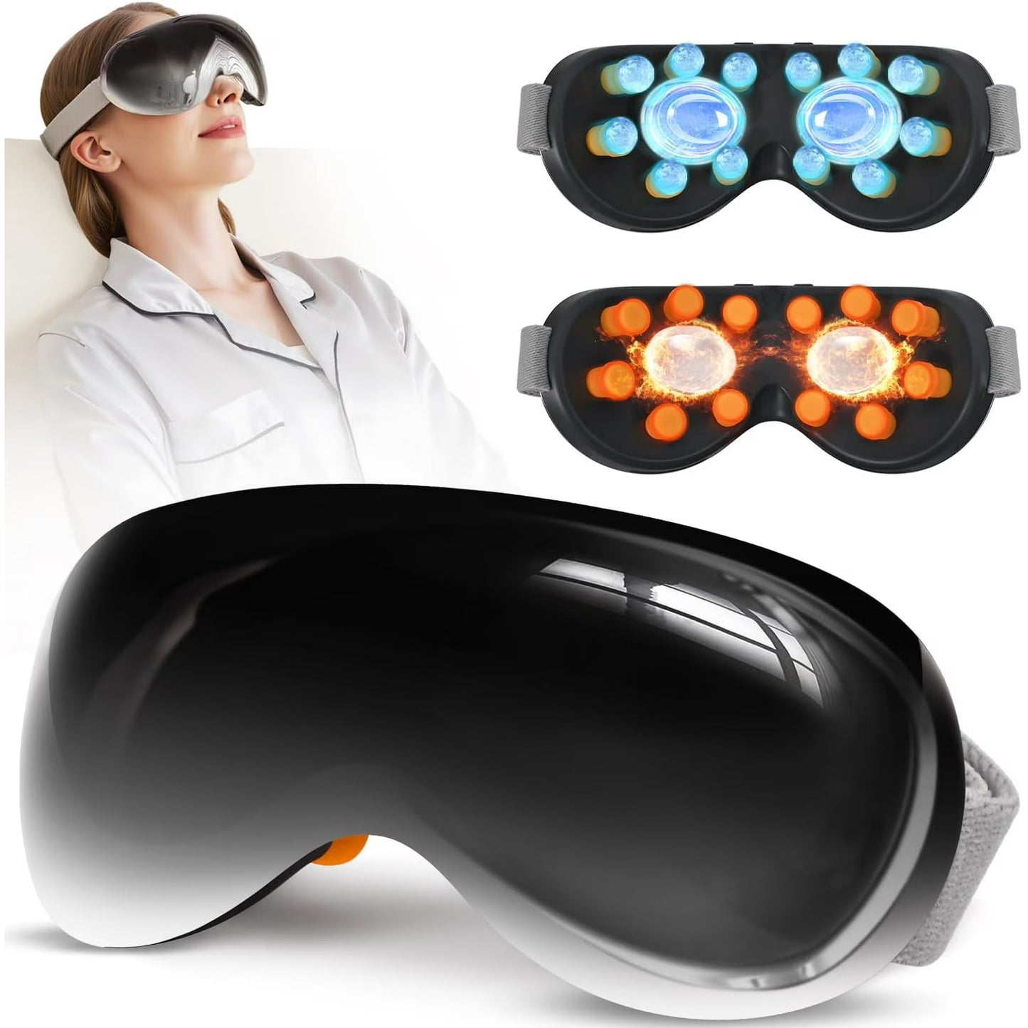 Eye Massage with Heating and Cooling Functions, 14 Massage Nodes for Soothing Eye Area Comfort, Rechargeable with Bluetooth Music